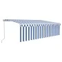 Manual retractable awning with blue and white LED lights 5x3 m by vidaXL, Awnings - Ref: Foro24-3069341, Price: 448,03 €, Dis...