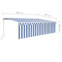 Manual retractable awning with blue and white LED lights 5x3 m by vidaXL, Awnings - Ref: Foro24-3069341, Price: 456,45 €, Dis...