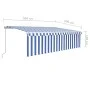 Manual retractable awning with blue and white LED lights 5x3 m by vidaXL, Awnings - Ref: Foro24-3069341, Price: 448,03 €, Dis...