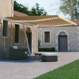 Manuelle ausfahrbare Markise mit gelben und weißen LED-Lichtern, 450x300 cm. von vidaXL, Markisen - Ref: Foro24-3069563, Prei...