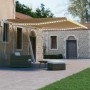 Toldo retráctil manual con LED amarillo y blanco 450x300 cm