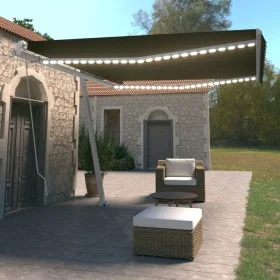 Toldo manual retráctil con luz LED gris antracita 450x350 cm de vidaXL, Toldos - Ref: Foro24-3069644, Precio: 530,14 €, Descu...