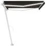 Retractable manual awning with anthracite gray LED light 450x350 cm by vidaXL, Awnings - Ref: Foro24-3069644, Price: 530,14 €...
