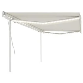 Toldo retráctil manual con luz LED crema 5x3 m de vidaXL, Toldos - Ref: Foro24-3069982, Precio: 519,91 €, Descuento: %
