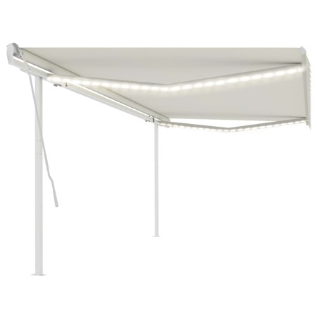 Toldo retráctil manual con luz LED crema 5x3 m de vidaXL, Toldos - Ref: Foro24-3069982, Precio: 528,20 €, Descuento: %