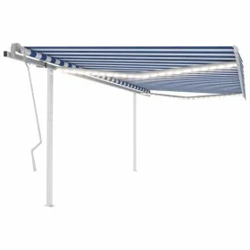 Manuelle einziehbare Markise mit blauem und weißem LED-Licht 4,5x3 m von vidaXL, Markisen - Ref: Foro24-3069961, Preis: 479,8...