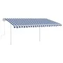Manual retractable awning with blue and white LED light 4.5x3 m by vidaXL, Awnings - Ref: Foro24-3069961, Price: 479,84 €, Di...