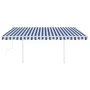 Manual retractable awning with blue and white LED light 4.5x3 m by vidaXL, Awnings - Ref: Foro24-3069961, Price: 479,84 €, Di...