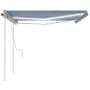 Manual retractable awning with blue and white LED light 4.5x3 m by vidaXL, Awnings - Ref: Foro24-3069961, Price: 479,84 €, Di...