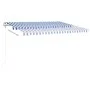 Manual retractable awning with blue and white LED light 4.5x3 m by vidaXL, Awnings - Ref: Foro24-3069961, Price: 479,84 €, Di...