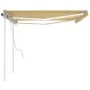 Manual retractable awning with yellow and white LED light 4.5x3 m by vidaXL, Awnings - Ref: Foro24-3069963, Price: 469,72 €, ...