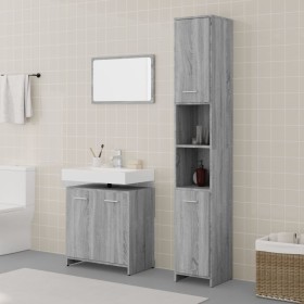 3-teiliges Badmöbel-Set Sonoma graues Sperrholz von vidaXL, Badezimmermöbel - Ref: Foro24-3152717, Preis: 143,81 €, Rabatt: %