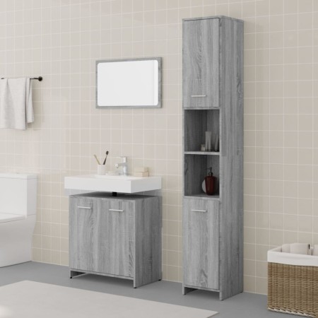 3-teiliges Badmöbel-Set Sonoma graues Sperrholz von vidaXL, Badezimmermöbel - Ref: Foro24-3152717, Preis: 143,81 €, Rabatt: %