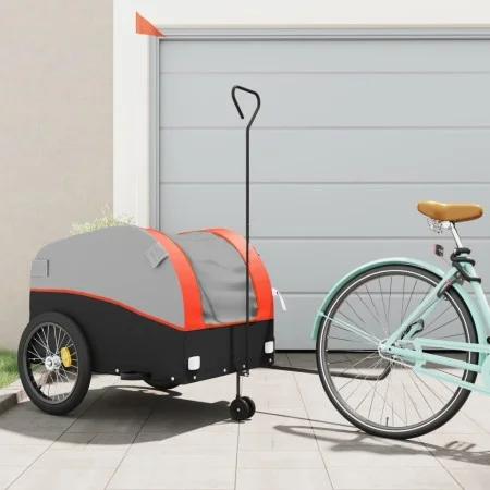 Remolque para bicicleta hierro negro y naranja 45 kg by vidaXL, Bicycle trailers - Ref: Foro24-94152, Price: 101,69 €, Discou...