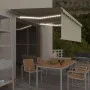 Manual retractable awning with blind and cream LED 4.5x3 m by vidaXL, Awnings - Ref: Foro24-3069322, Price: 426,39 €, Discoun...