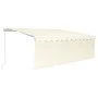 Manual retractable awning with blind and cream LED 4.5x3 m by vidaXL, Awnings - Ref: Foro24-3069322, Price: 426,39 €, Discoun...