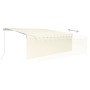 Manual retractable awning with blind and cream LED 4.5x3 m by vidaXL, Awnings - Ref: Foro24-3069322, Price: 443,38 €, Discoun...