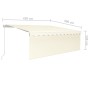 Manual retractable awning with blind and cream LED 4.5x3 m by vidaXL, Awnings - Ref: Foro24-3069322, Price: 443,38 €, Discoun...