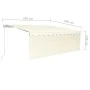 Manual retractable awning with blind and cream LED 4.5x3 m by vidaXL, Awnings - Ref: Foro24-3069322, Price: 426,39 €, Discoun...