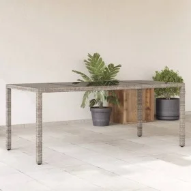 Garden table glass surface PE rattan gray 190x90x75 cm by vidaXL, Garden tables - Ref: Foro24-365594, Price: 172,68 €, Discou...