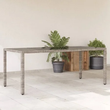 Garden table glass surface PE rattan gray 190x90x75 cm by vidaXL, Garden tables - Ref: Foro24-365594, Price: 172,68 €, Discou...
