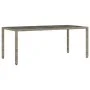 Garden table glass surface PE rattan gray 190x90x75 cm by vidaXL, Garden tables - Ref: Foro24-365594, Price: 172,68 €, Discou...