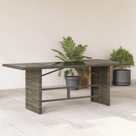 Gartentisch Glasoberfläche PE Rattan grau 190x80x75 cm von vidaXL, Gartentische - Ref: Foro24-365604, Preis: 163,73 €, Rabatt: %