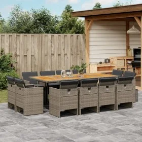 Garden dining set with cushions 13 pieces gray synthetic rattan by vidaXL, Garden sets - Ref: Foro24-3277813, Price: 1,00 €, ...