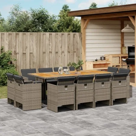 Garden dining set with cushions 13 pieces gray synthetic rattan by vidaXL, Garden sets - Ref: Foro24-3277813, Price: 1,00 €, ...
