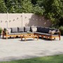 Set de sofás de jardín con cojines 6 pzas madera maciza acacia