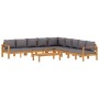 Garden sofa set with cushions 6 pieces solid acacia wood by vidaXL, Garden sets - Ref: Foro24-3214867, Price: 927,38 €, Disco...