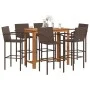 Garden table and stools 7 pieces acacia wood PE rattan brown by vidaXL, Garden sets - Ref: Foro24-3295291, Price: 530,73 €, D...