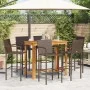 Gartentisch und Hocker 7 Stück Akazienholz PE Rattan braun von vidaXL, Gartensets - Ref: Foro24-3295291, Preis: 522,79 €, Rab...