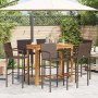 Gartentisch und Hocker 7 Stück Akazienholz PE Rattan braun von vidaXL, Gartensets - Ref: Foro24-3295291, Preis: 547,42 €, Rab...