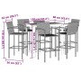 Gartentisch und Hocker 7 Stück Akazienholz PE Rattan braun von vidaXL, Gartensets - Ref: Foro24-3295291, Preis: 547,42 €, Rab...