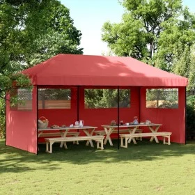 Pop-Up Folding Party Tent 3 Side Walls Burgundy by vidaXL, Tents and gazebos - Ref: Foro24-4004947, Price: 207,45 €, Discount: %