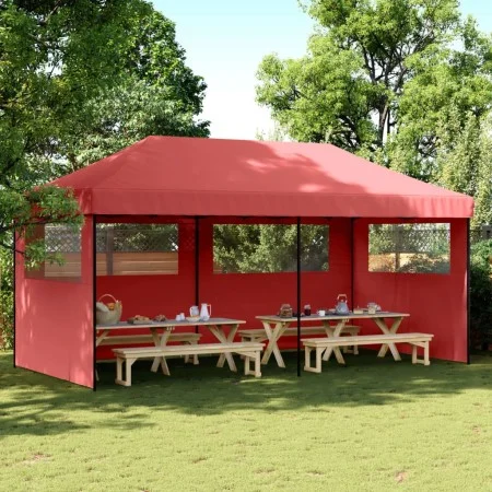 Pop-Up Folding Party Tent 3 Side Walls Burgundy by vidaXL, Tents and gazebos - Ref: Foro24-4004947, Price: 207,45 €, Discount: %