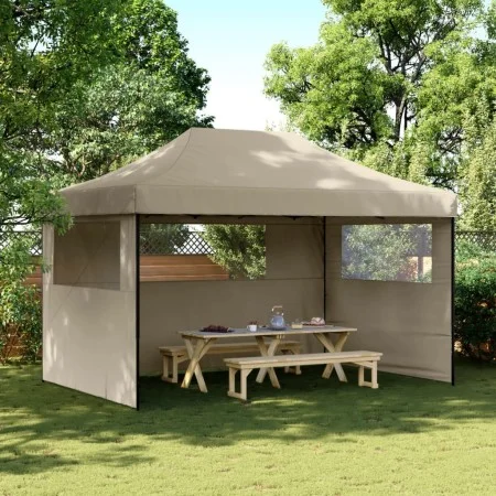 Pop-Up folding party tent with 3 taupe side walls by vidaXL, Tents and gazebos - Ref: Foro24-4004970, Price: 154,83 €, Discou...