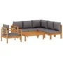 Set de sofás de jardín con cojines 5 pzas madera maciza acacia by vidaXL, Garden sets - Ref: Foro24-3214871, Price: 631,38 €,...