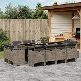 Set comedor de jardín con cojines 13 pzas ratán sintético gris by vidaXL, Garden sets - Ref: Foro24-3277807, Price: 952,60 €,...