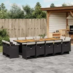 Set comedor de jardín con cojines 15 pzas ratán sintético negro by vidaXL, Garden sets - Ref: Foro24-3277826, Price: 1,00 €, ...