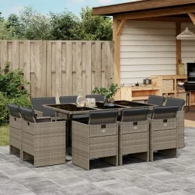 Garten-Essgruppe 11-teilig mit grauen Polstern aus synthetischem Rattan. von vidaXL, Gartensets - Ref: Foro24-3277795, Preis:...