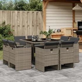 Set comedor jardín 9 pzas y cojines ratán sintético gris by vidaXL, Garden sets - Ref: Foro24-3277783, Price: 572,51 €, Disco...