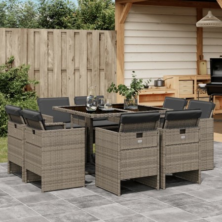 Garten-Essgruppe, 9-teilig, mit grauen Polstern aus synthetischem Rattan. von vidaXL, Gartensets - Ref: Foro24-3277783, Preis...