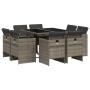 Set comedor jardín 9 pzas y cojines ratán sintético gris by vidaXL, Garden sets - Ref: Foro24-3277783, Price: 527,17 €, Disco...