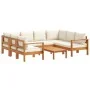 Gartensofa-Set mit 6-teiligen massiven Akazienholz-Kissen. von vidaXL, Gartensets - Ref: Foro24-3214852, Preis: 858,28 €, Rab...