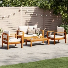 Set sofás de jardín con cojines 4 pzas madera maciza de acacia by vidaXL, Garden sets - Ref: Foro24-3214838, Price: 519,70 €,...