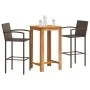 Gartentisch und 3-teiliges Hocker-Set aus Akazienholz und braunem PE-Rattan. von vidaXL, Gartensets - Ref: Foro24-3295272, Pr...
