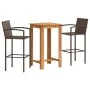 Gartentisch und 3-teiliges Hocker-Set aus Akazienholz und braunem PE-Rattan. von vidaXL, Gartensets - Ref: Foro24-3295272, Pr...