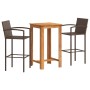 Mesa y taburetes de jardín 3 pzas madera acacia ratán PE marrón by vidaXL, Garden sets - Ref: Foro24-3295272, Price: 253,40 €...